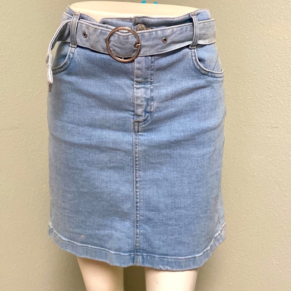 Denim Co. Blue Denim Midi Jean Skirt with Belt Size 12 - Picture 3 of 13